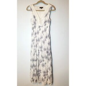 J. Glee Maxi Empire Smocked Waist Lace Inset Bust Tiered Lined Dress Y2K Small